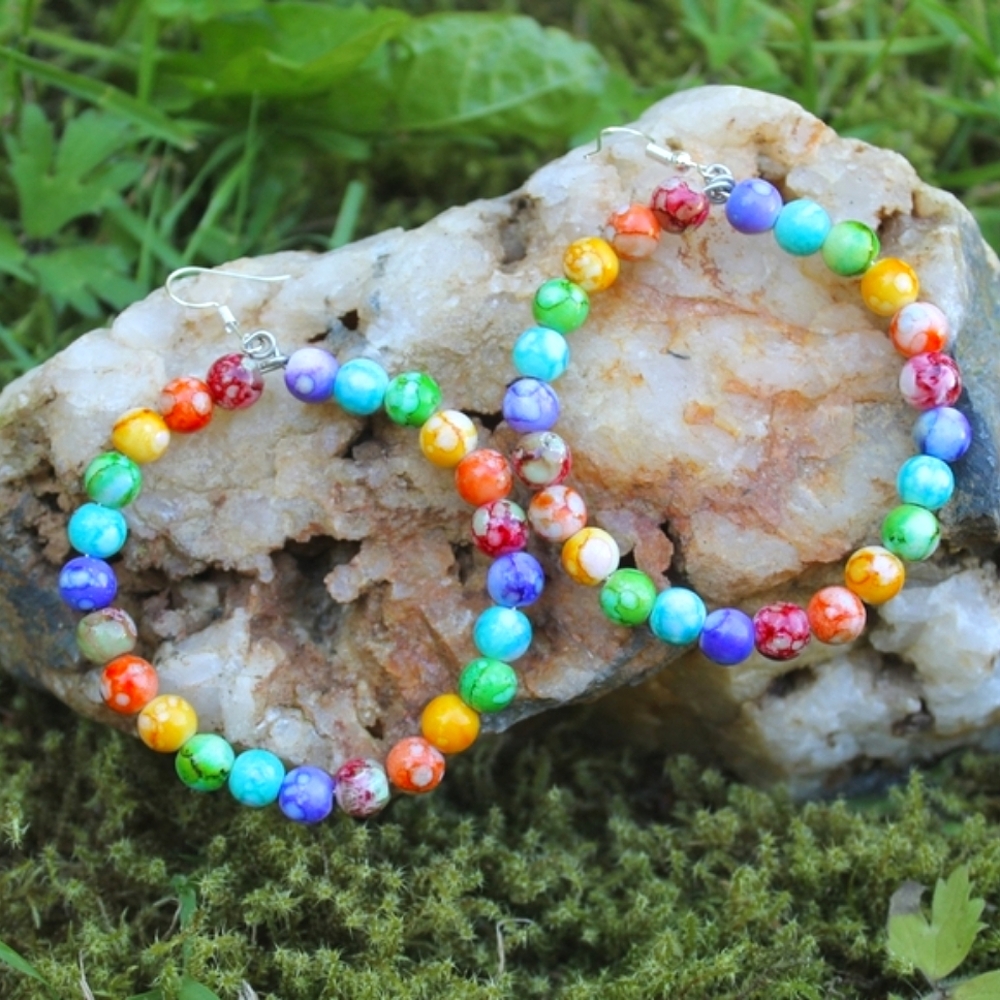 🥳SALE🥳🏳️‍🌈🌈 Gay Pride rainbow beaded hoop earrings